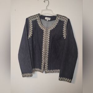 Victor Costa Occasion Bead Embroidered Jean Jacket